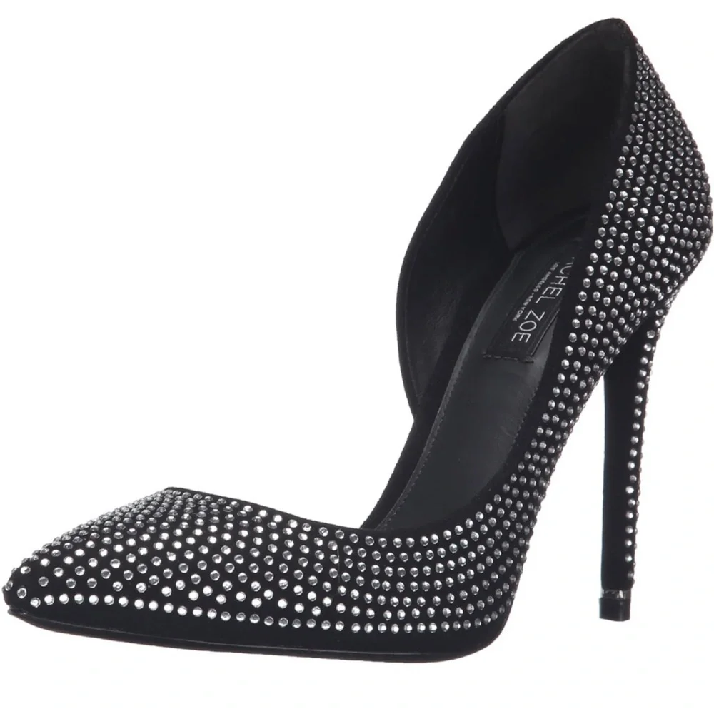 Rachel Zoe Black Tre Studded Kid Suede Pumps | Size 9.5 | NWT